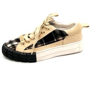 Circus Womens Sneaker Skyla Beige Plaid Platform Lace Up Round Toe Low Top 5.5